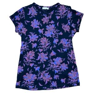 Rag & Bone All Over Floral Organic Cotton Fitted Short Sleeve Tee Sz S
